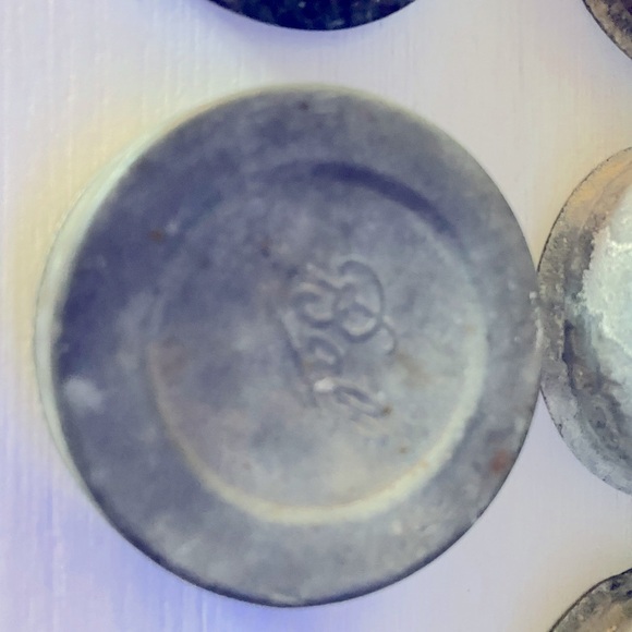 Lot of (8) Vintage Regular Size Ball Zinc Ball Jar Lids with Porcelain Inserts - Picture 5 of 9